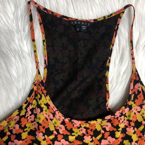 Theory Silk Floral Pocket Shift Dress Size 2 - Picture 3 of 4